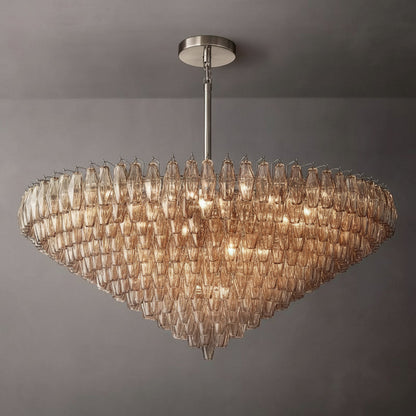 Tarin Smoke Glass Tiered Round Chandelier 62"