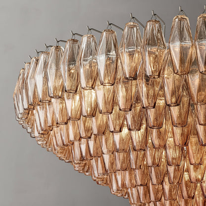 Tarin Smoke Glass Tiered Round Chandelier 62"