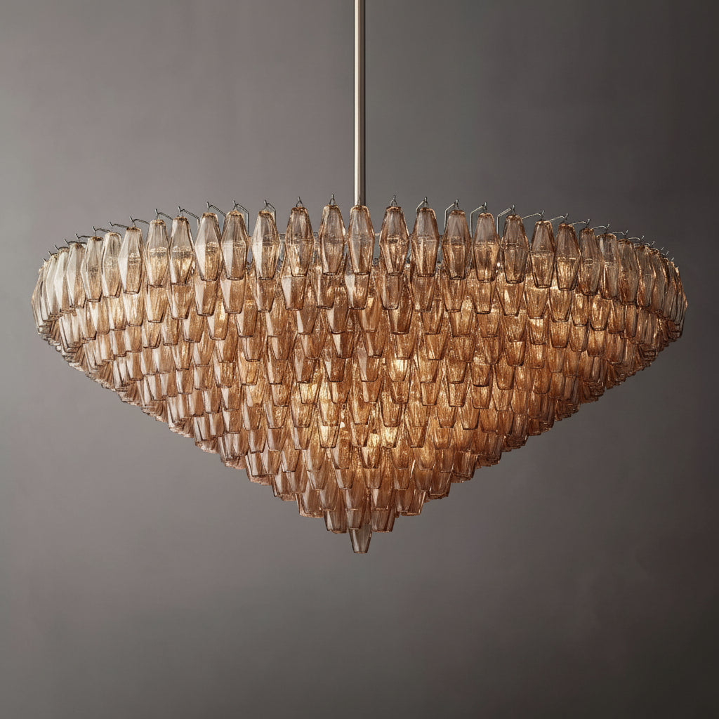 Tarin Smoke Glass Tiered Round Chandelier 62"