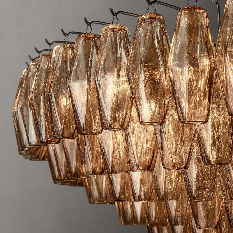 Tarin Smoke Glass Tiered Round Chandelier 62"