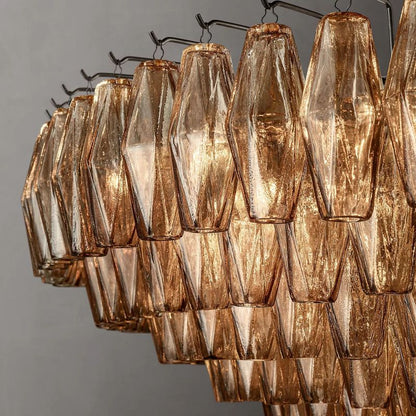 Tarin Smoke Glass Tiered Round Chandelier 62"