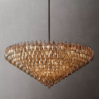 Tarin Smoke Glass Tiered Round Chandelier 62"