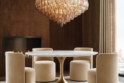 Tarin Smoke Glass Tiered Round Chandelier 62"
