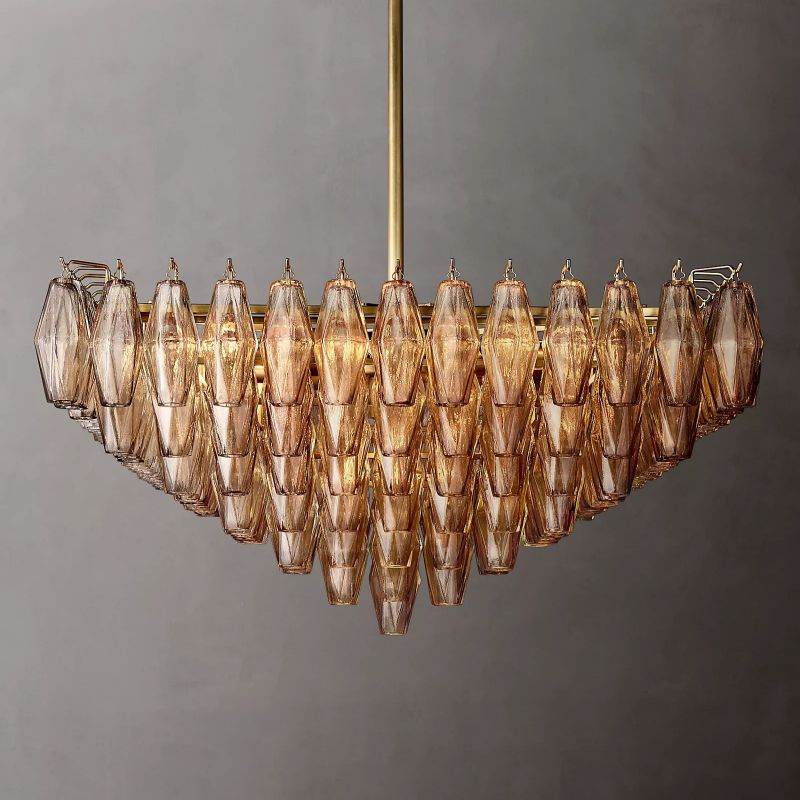 Tarin Smoke Glass Square Chandelier 32"