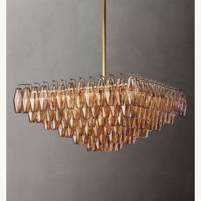 Tarin Smoke Glass Square Chandelier 32"