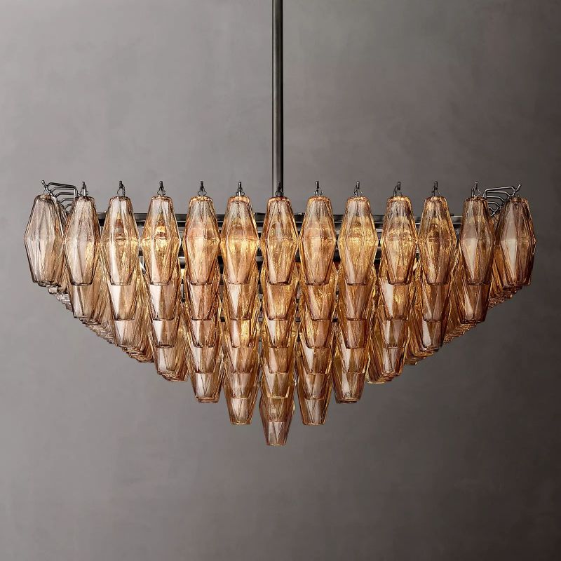 Tarin Smoke Glass Square Chandelier 32"