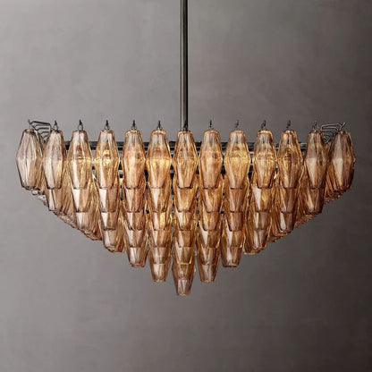 Tarin Smoke Glass Square Chandelier 32"