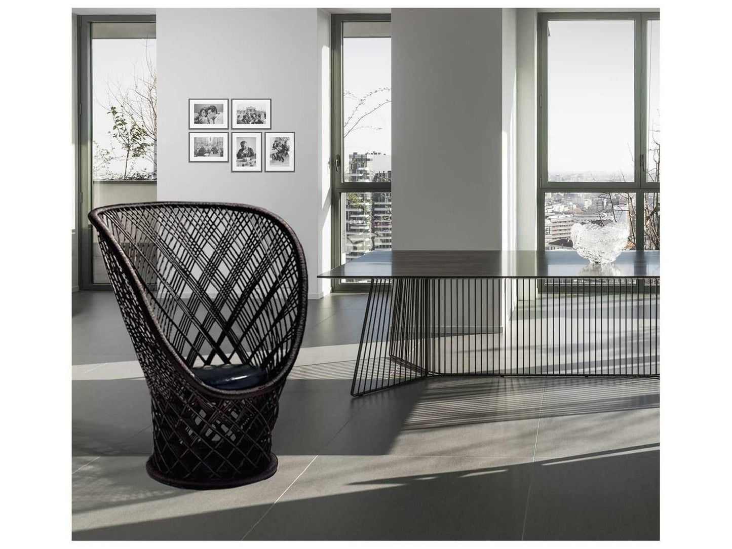 Pavo by Patricia Urquiola Accent Chair with Black Leather Cushion