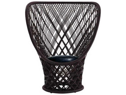 Pavo Real Accent Chair by Patricia Urquiola in Brown Cane and Black Leather