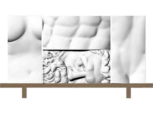 Ercole E Afrodite Sideboard with Oak Wood Base and Sculpted Relief Front