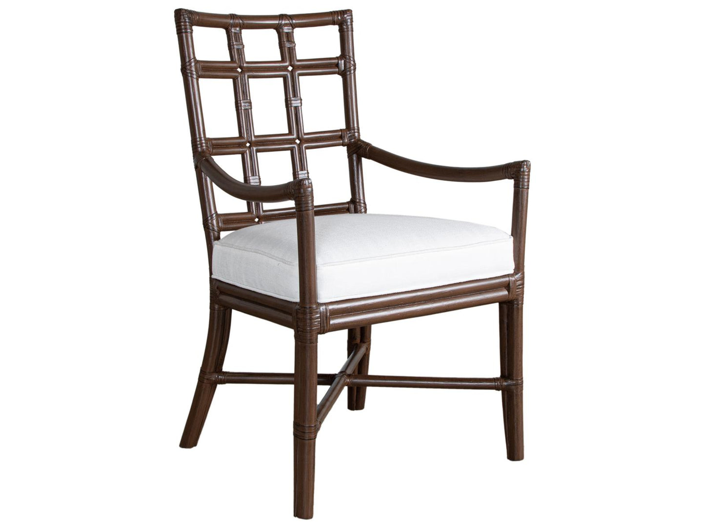 Seville Rattan Upholstered Arm Dining Chair