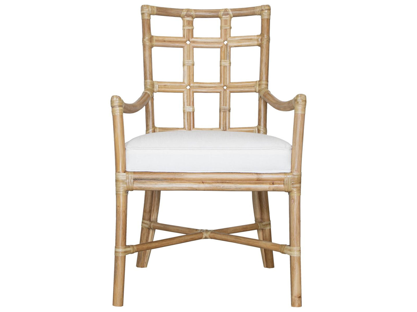 Seville Rattan Upholstered Arm Dining Chair
