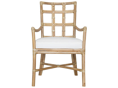 Seville Rattan Upholstered Arm Dining Chair