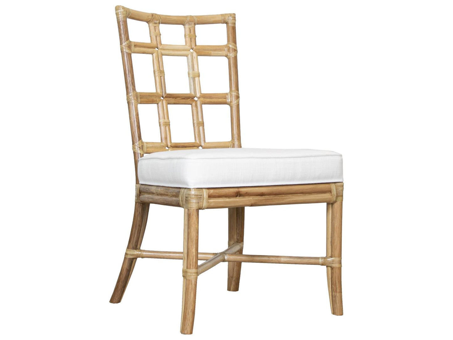 Seville Rattan Upholstered Armless Dining Side Chair