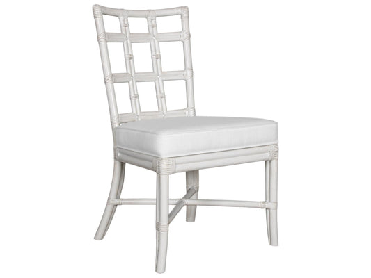 Seville Rattan Upholstered Armless Dining Side Chair