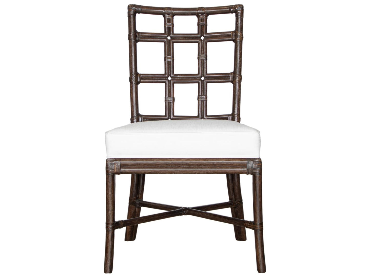 Seville Rattan Upholstered Armless Dining Side Chair
