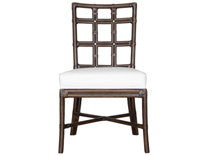 Seville Rattan Upholstered Armless Dining Side Chair