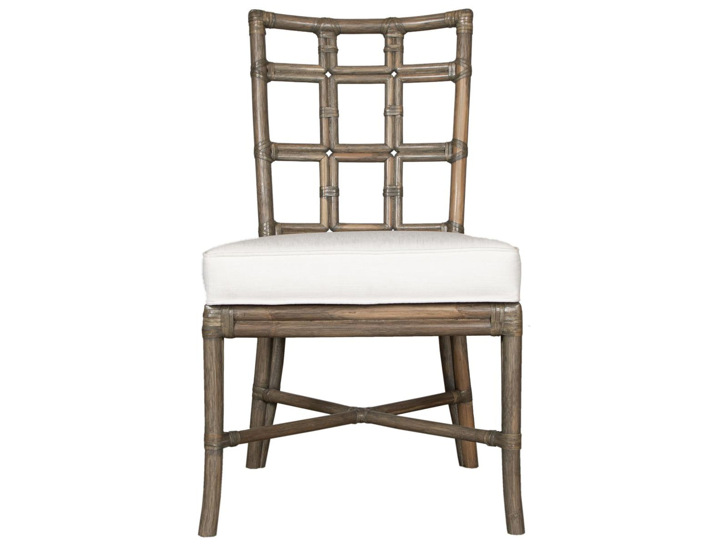 Seville Rattan Upholstered Armless Dining Side Chair