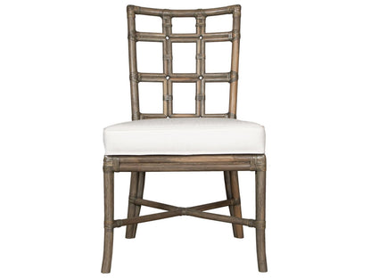 Seville Rattan Upholstered Armless Dining Side Chair