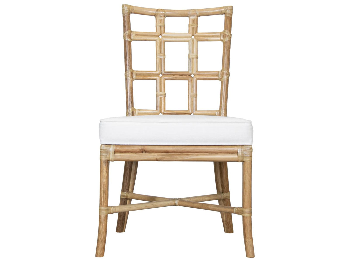 Seville Rattan Upholstered Armless Dining Side Chair
