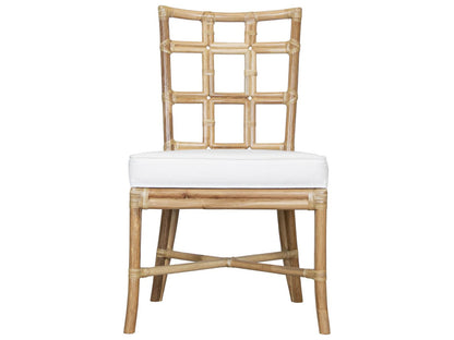 Seville Rattan Upholstered Armless Dining Side Chair