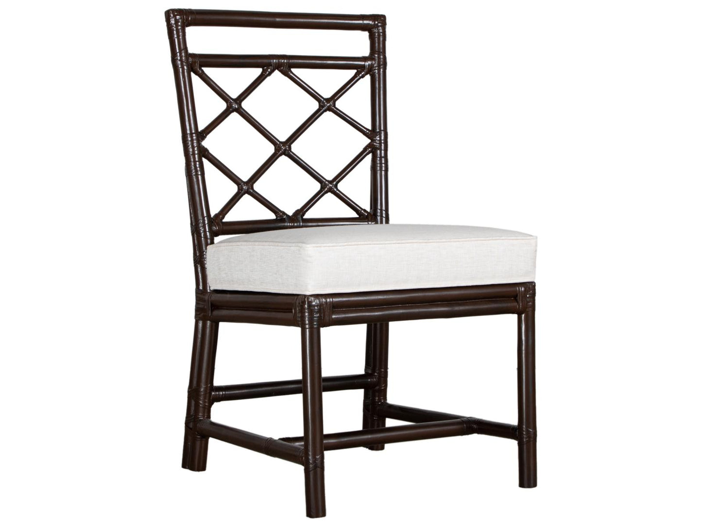 X And Diamond Rattan Upholstered Armless Dining Side Chair