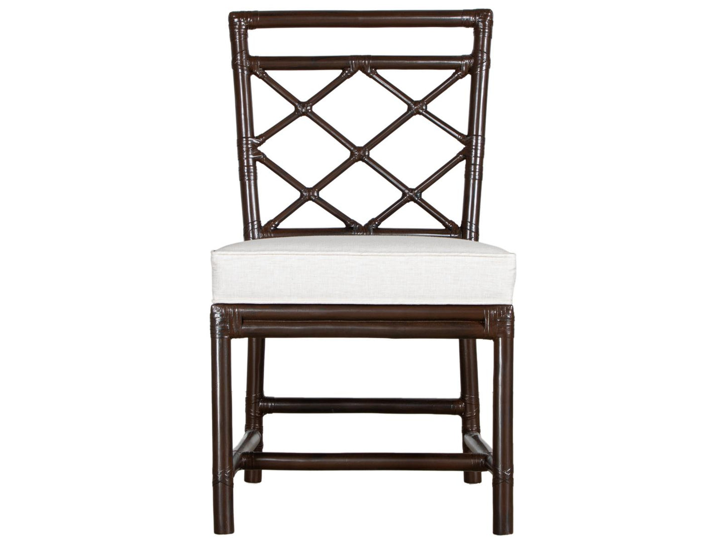 X And Diamond Rattan Upholstered Armless Dining Side Chair