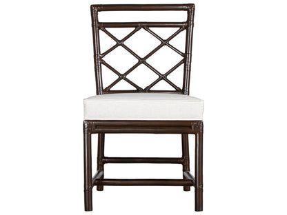 X And Diamond Rattan Upholstered Armless Dining Side Chair