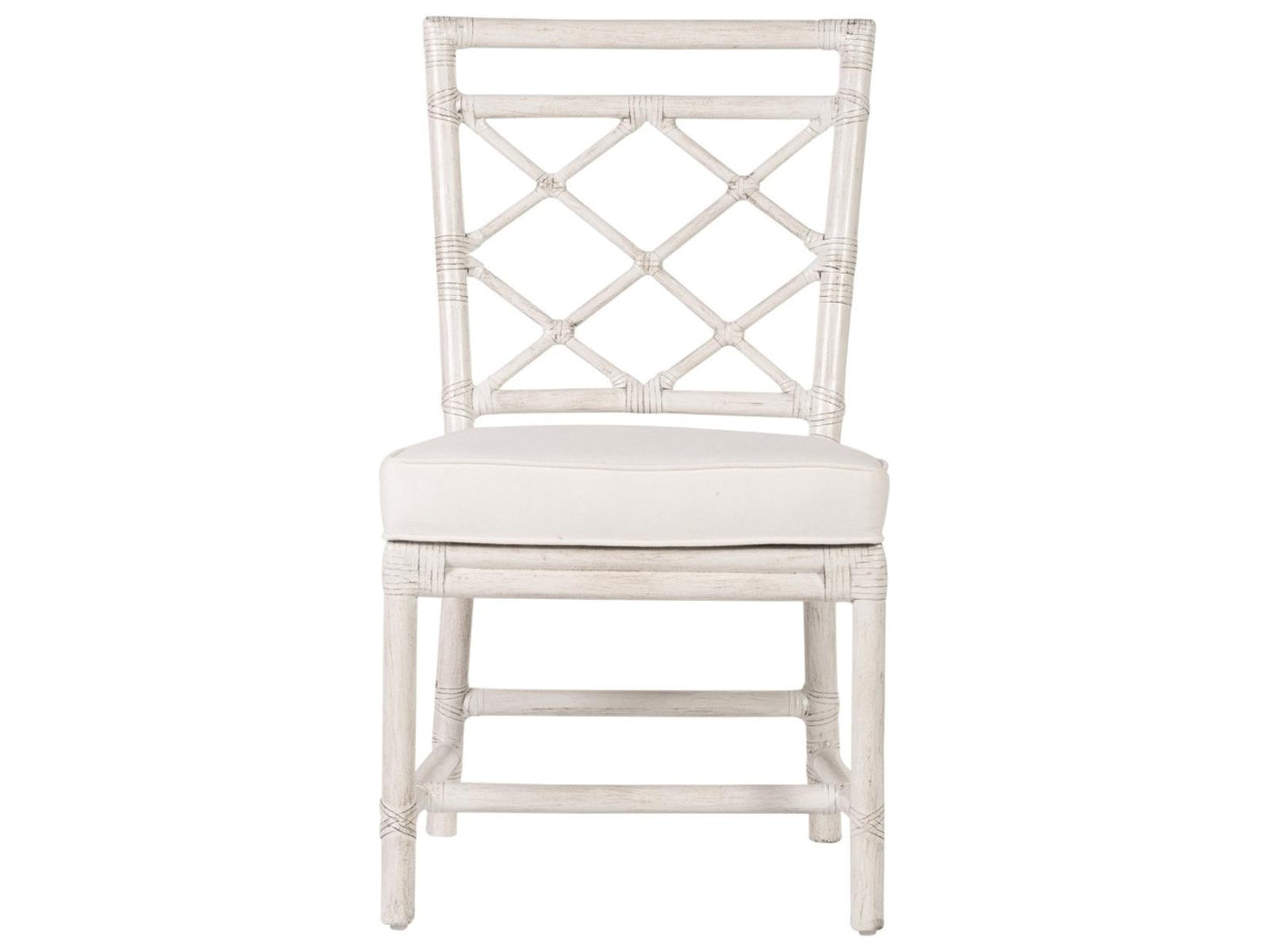 X And Diamond Rattan Upholstered Armless Dining Side Chair