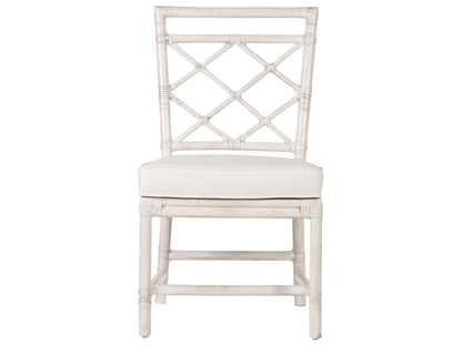 X And Diamond Rattan Upholstered Armless Dining Side Chair