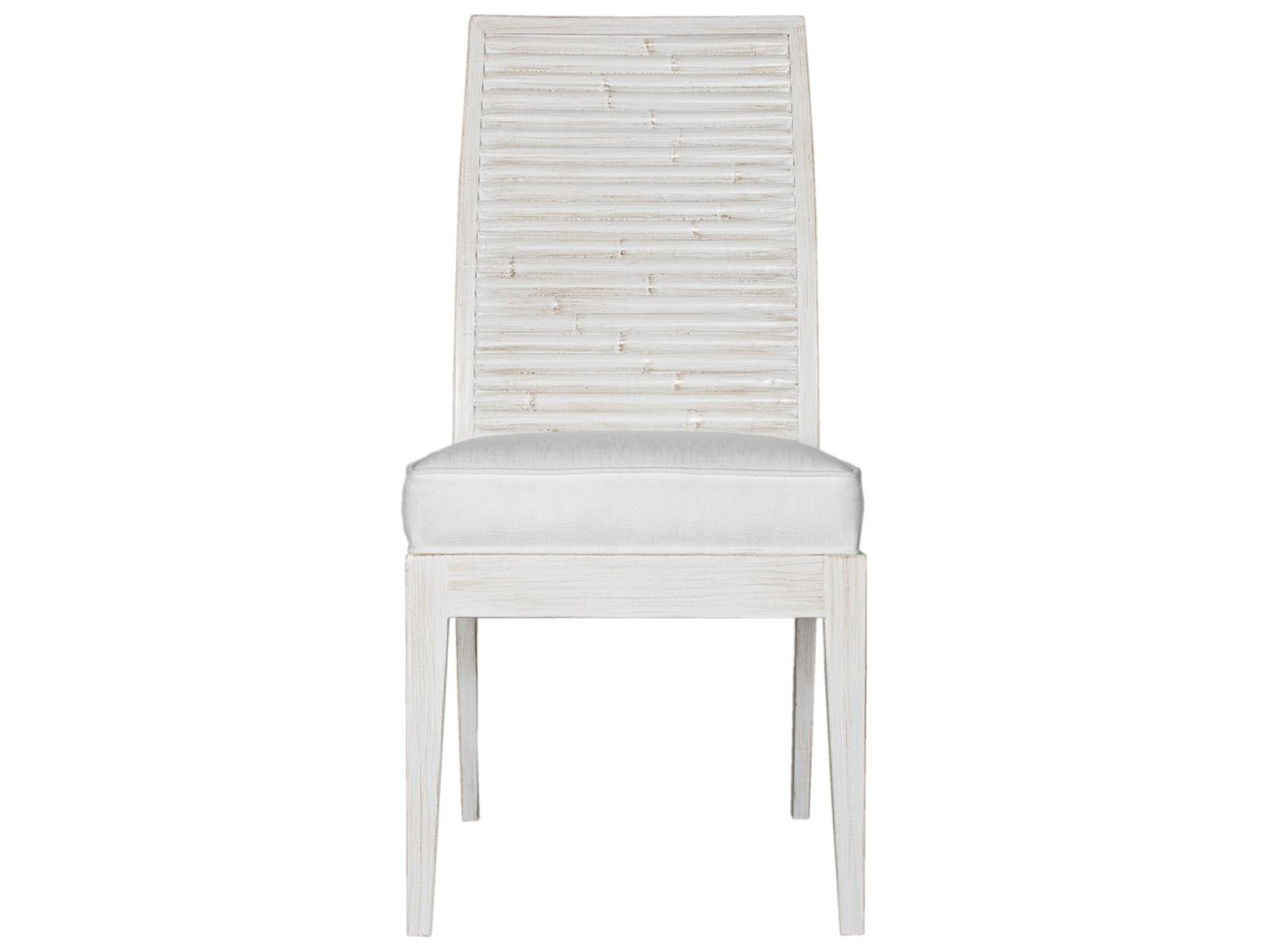 Stacked Bamboo Rattan Upholstered Armless Dining Chair