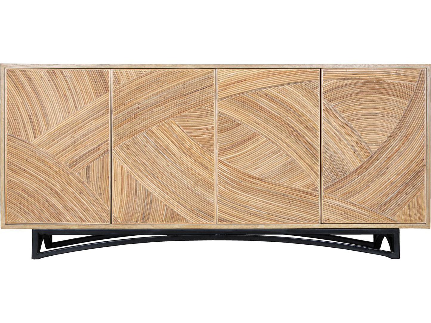 Swirl Rattan Console Table with Storage