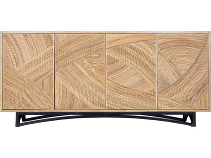 Swirl Rattan Console Table with Storage