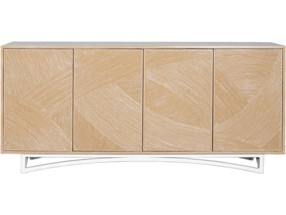 Swirl Rattan Console Table with Storage