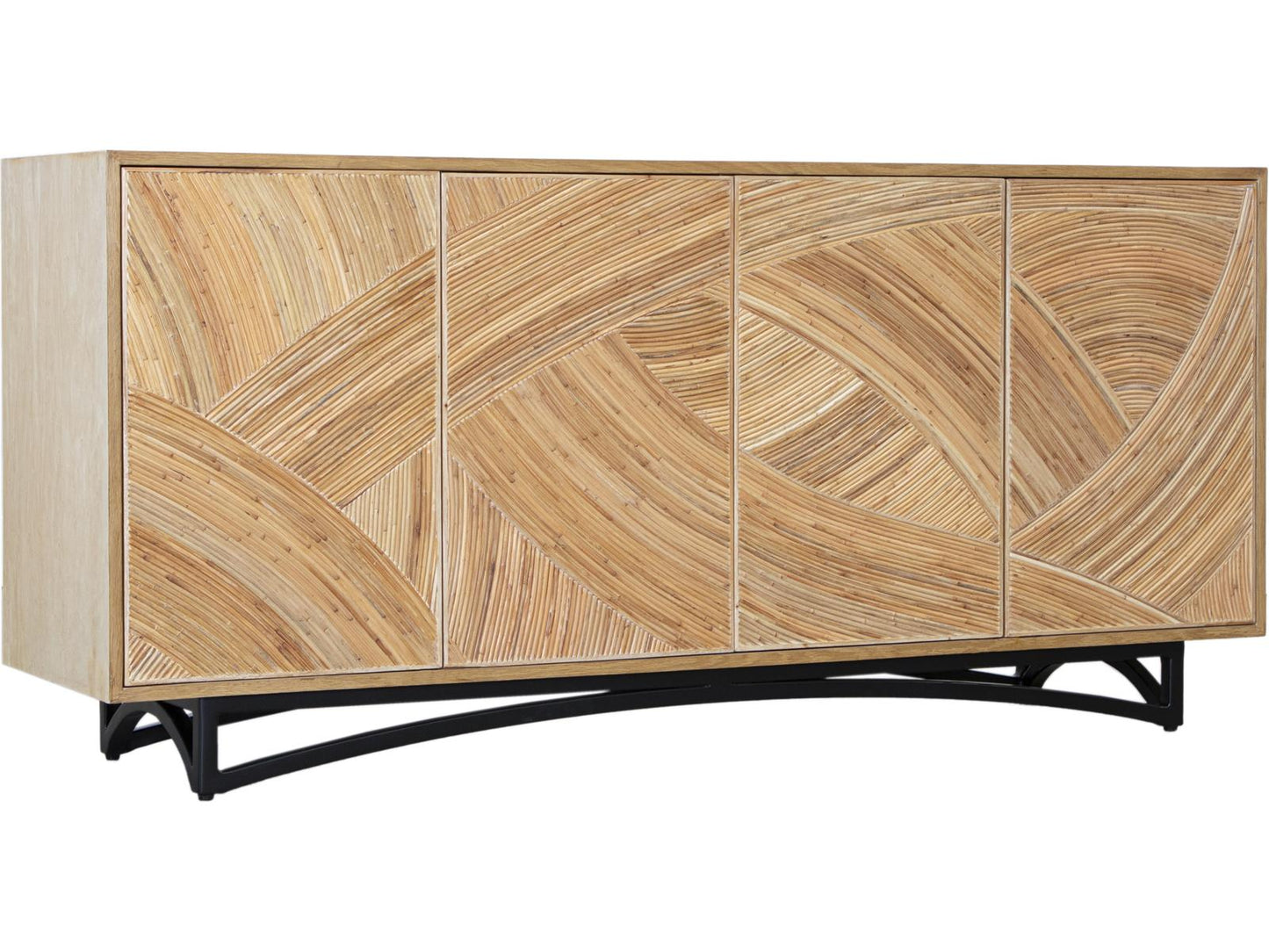 Swirl Rattan Console Table with Storage