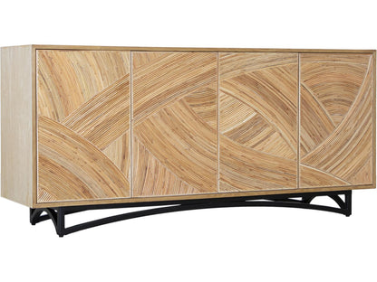 Swirl Rattan Console Table with Storage