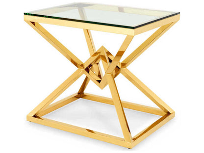 Connor Gold Finish Side Table with Clear Glass Top