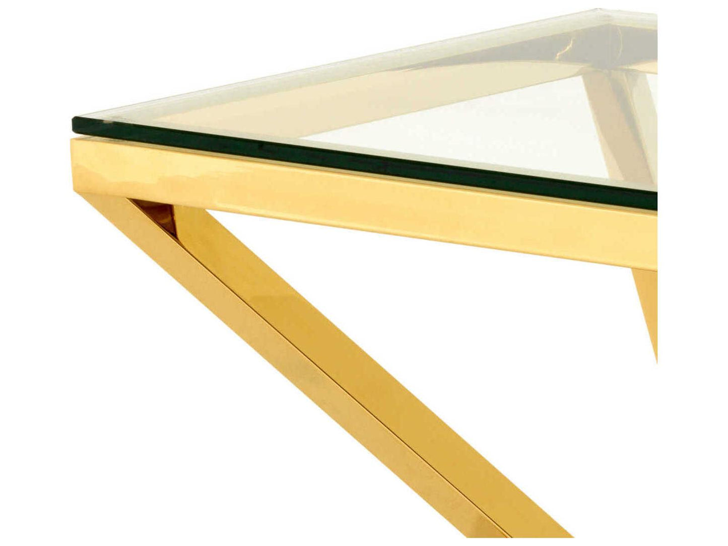 Connor Gold Finish Side Table with Clear Glass Top