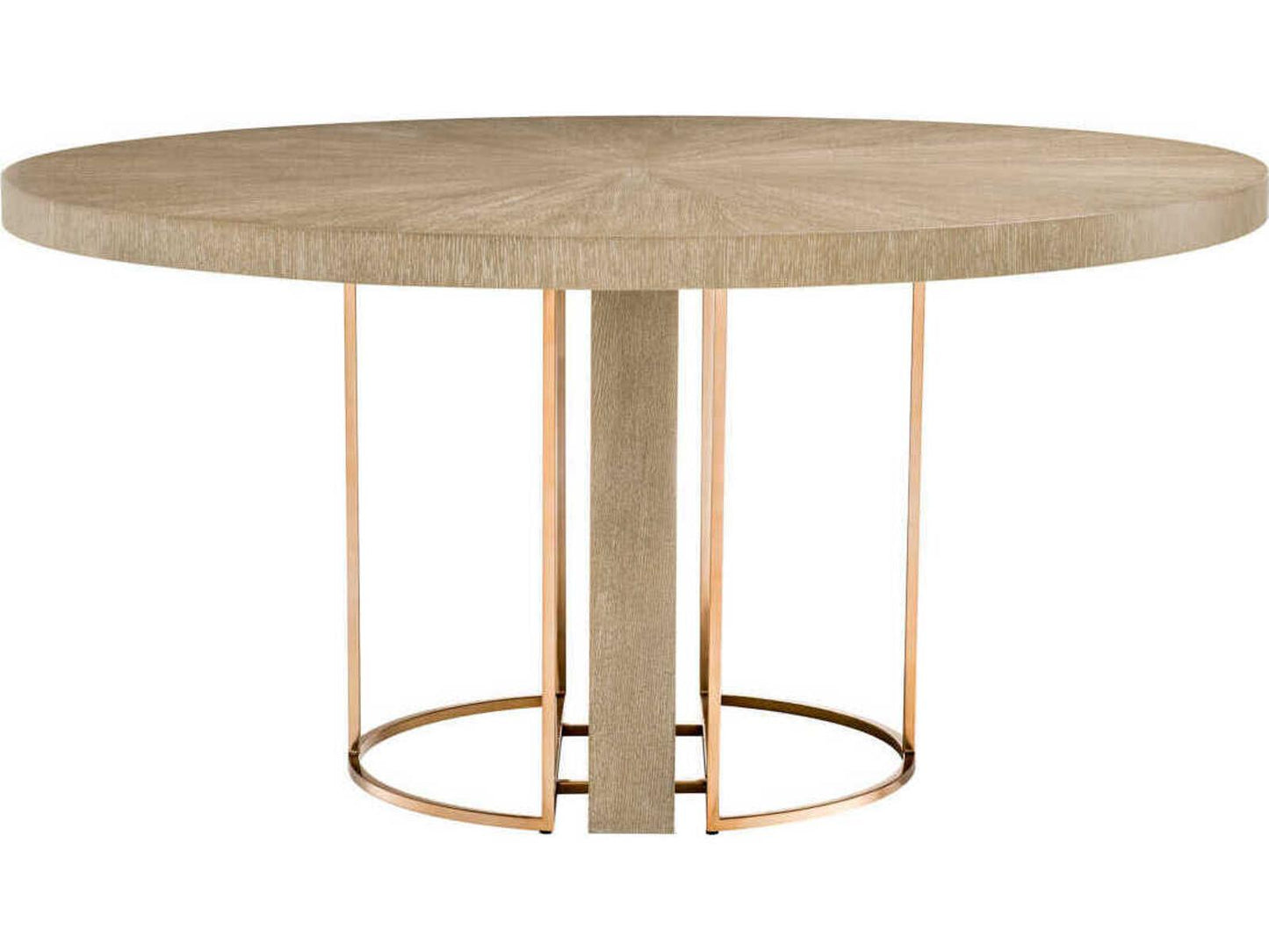 Remington Round Dining Table in Washed Oak Veneer and Brushed Brass