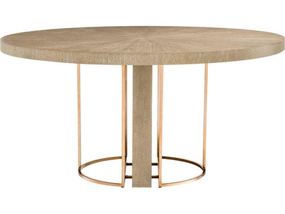 Remington Round Dining Table in Washed Oak Veneer and Brushed Brass