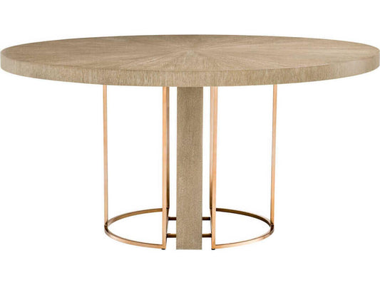 Remington Round Dining Table in Washed Oak Veneer and Brushed Brass