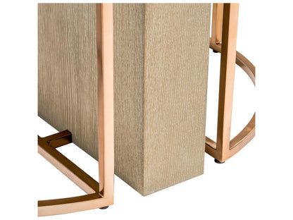 Remington Round Dining Table in Washed Oak Veneer and Brushed Brass