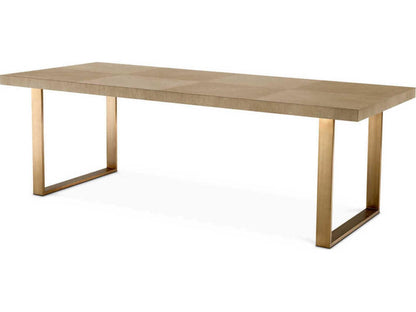 Remington 230 cm Rectangle Dining Table in Washed Oak Veneer and Brushed Brass