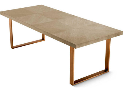 Remington 230 cm Rectangle Dining Table in Washed Oak Veneer and Brushed Brass