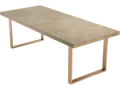 Remington 230 cm Rectangle Dining Table in Washed Oak Veneer and Brushed Brass