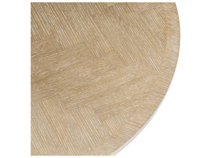 Melchior Round Dining Table in Washed Oak Veneer and Brushed Brass