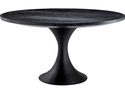 Melchior Round Charcoal Oak Veneer Dining Table