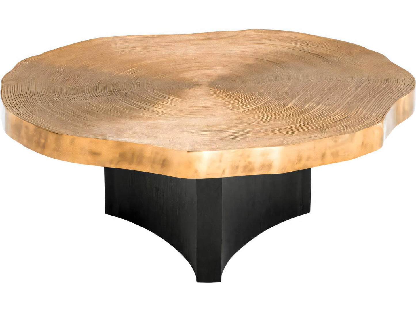 Thousand Oaks Round Coffee Table Set of 2 in Brass and Black