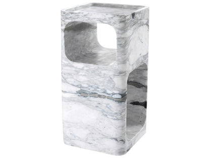 Adler Square End Table with Honed White Marble