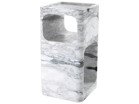 Adler Square End Table with Honed White Marble